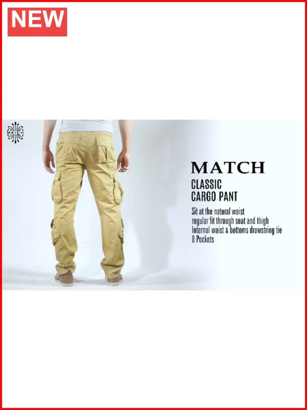 Men's Cargo Pants Straight Leg Relaxed Fit 8 Pockets Cotton Twill